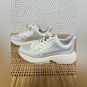 Stuart Weitzman Willow the Runner chunky white sneakers